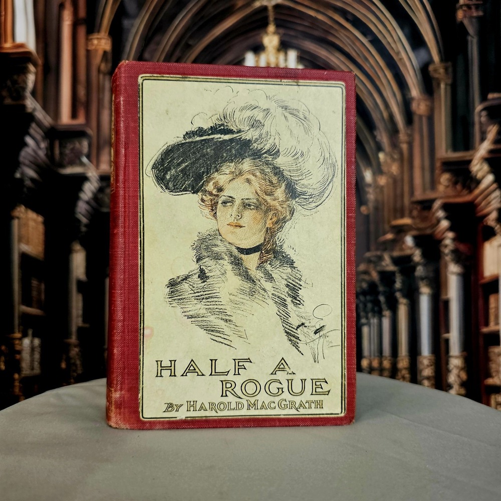 Antique Edwardian Book Half a Rogue‎ Harold McGrath Hardcover Red Art Nouveau